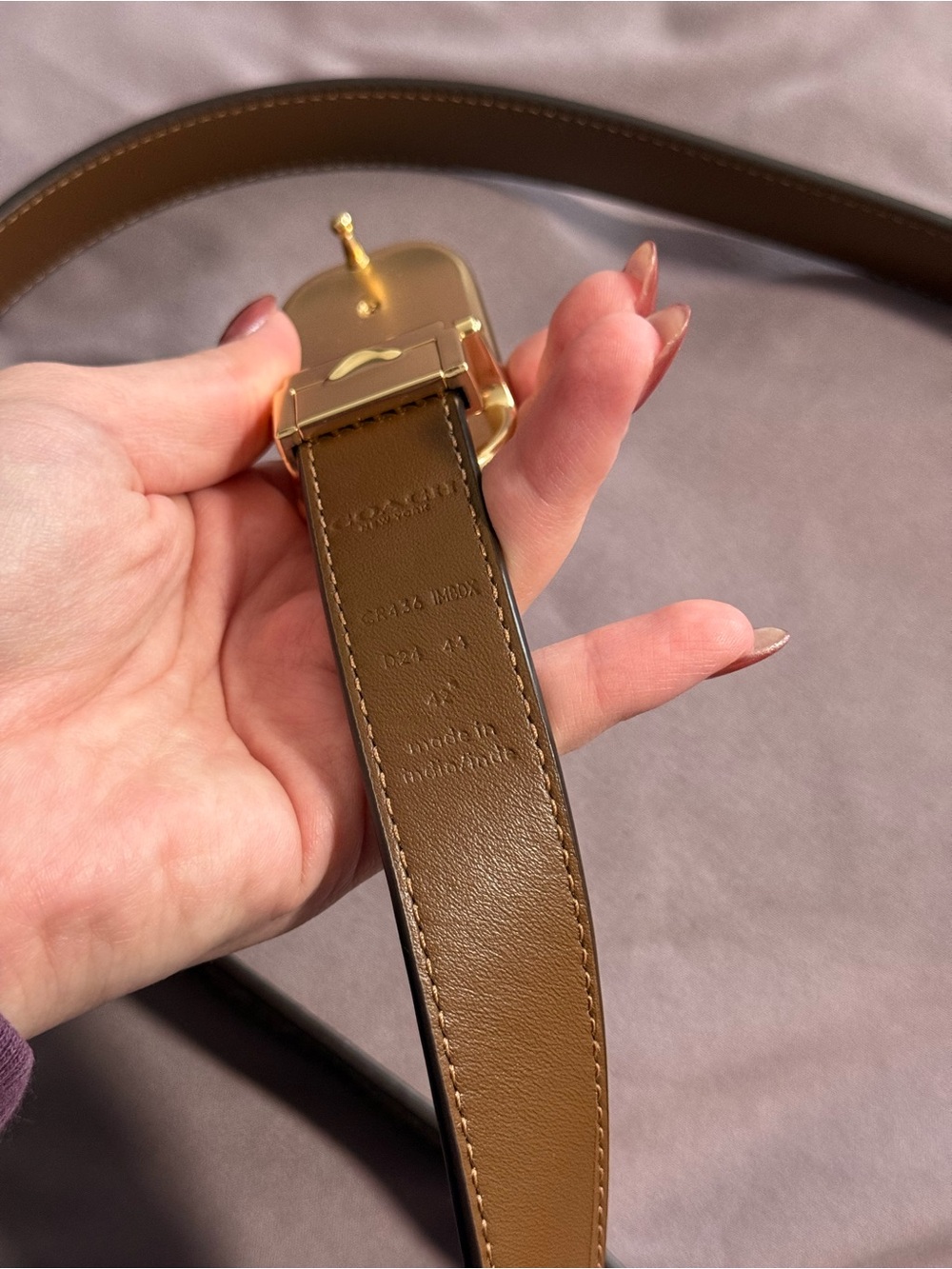 Coach Brown Signature Canvas Belt with Gold-Tone Buckle - Picture 3 of 3